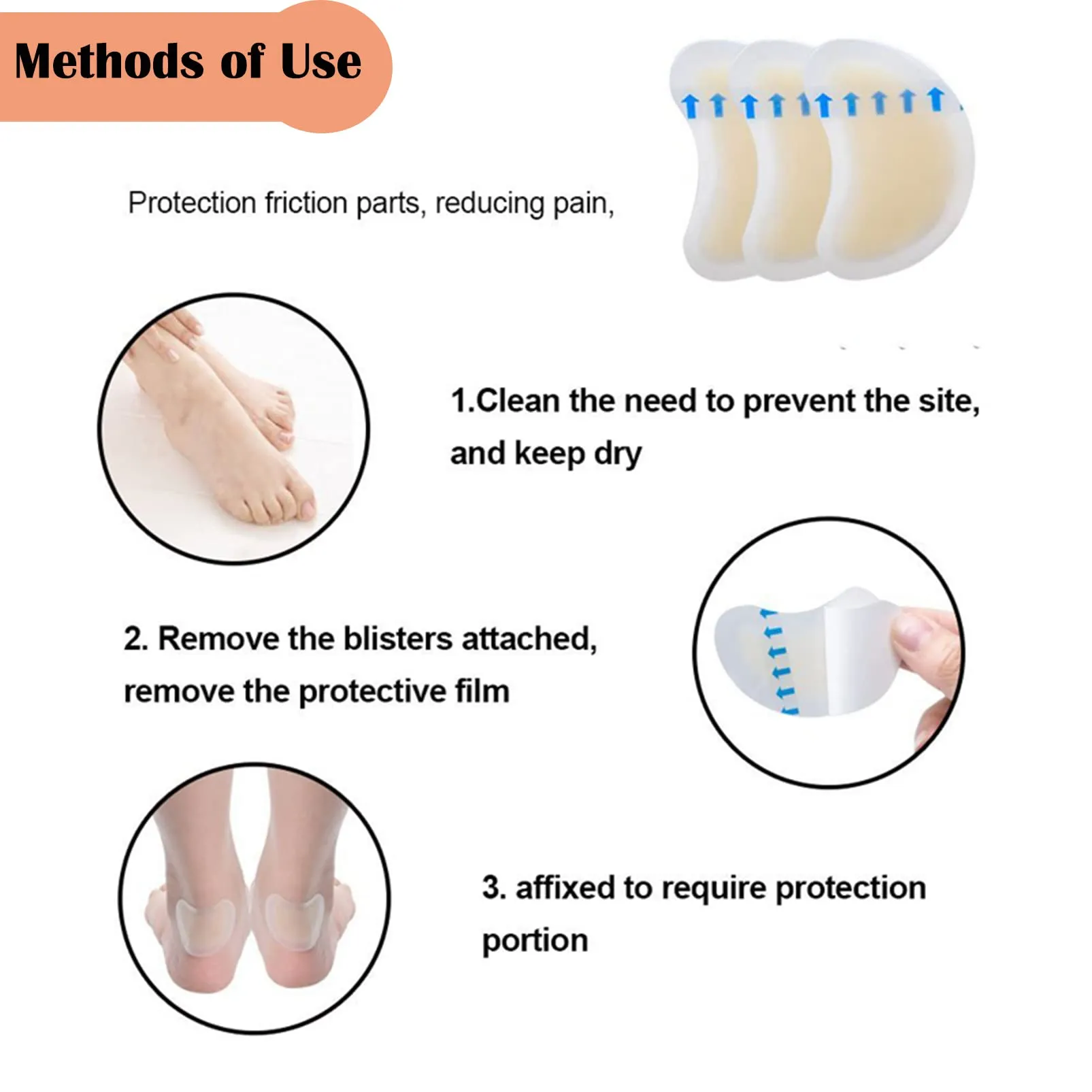 15PCS Blister Plasters Invisible Hydrocolloid Gel Blister Bandages Blister Cushion Pad for Heel Foot Toe and Guard Skin