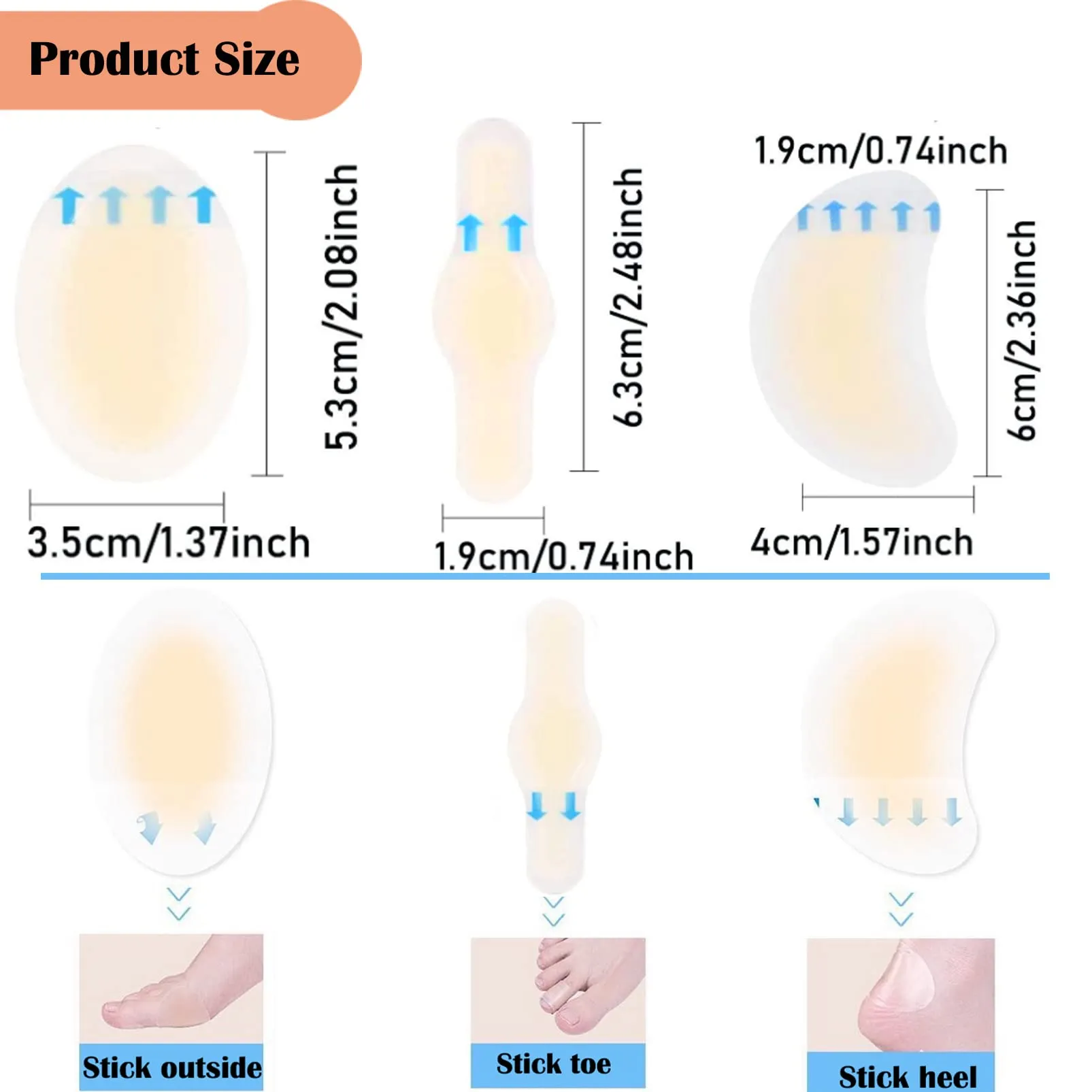 15PCS Blister Plasters Invisible Hydrocolloid Gel Blister Bandages Blister Cushion Pad for Heel Foot Toe and Guard Skin