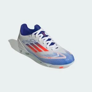 adidas F50 LEAGUE Firm/Multi-Ground Cleats | Cloud White-Solar Red-Lucid Blue | Kid's Unisex