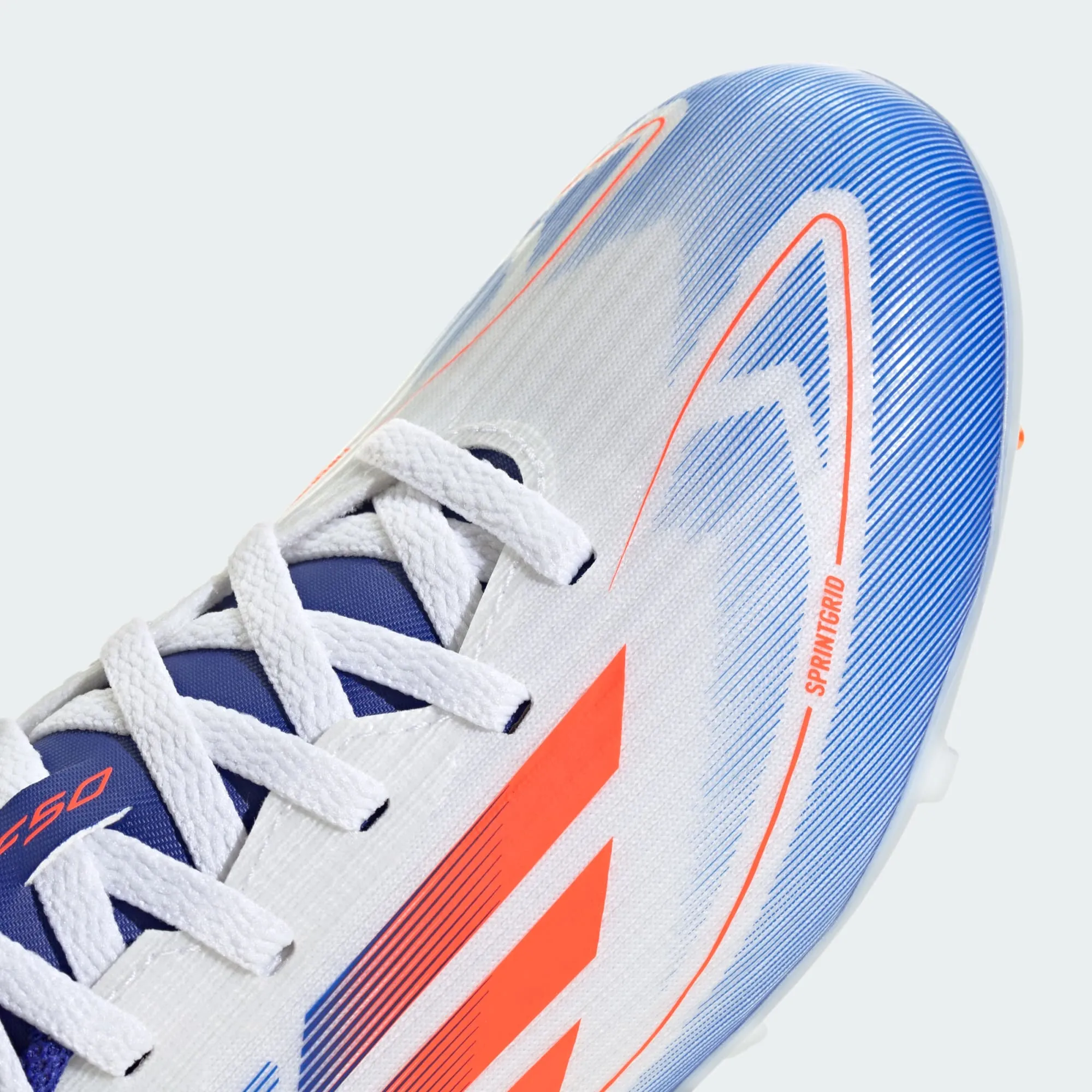 adidas F50 LEAGUE Firm/Multi-Ground Cleats | Cloud White-Solar Red-Lucid Blue | Kid's Unisex