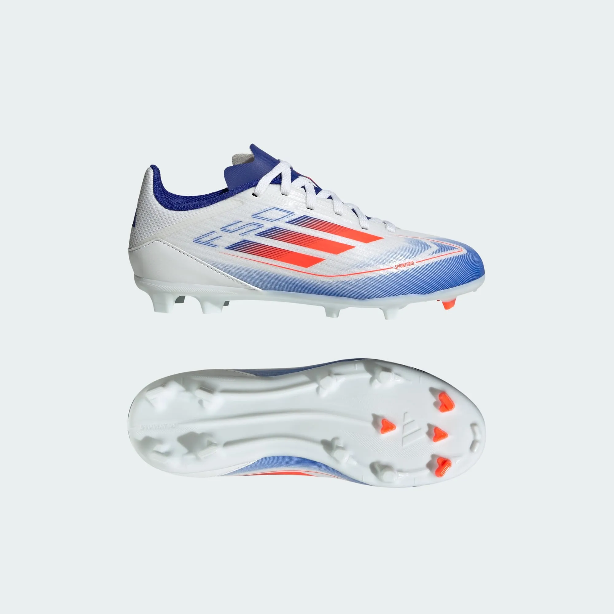 adidas F50 LEAGUE Firm/Multi-Ground Cleats | Cloud White-Solar Red-Lucid Blue | Kid's Unisex