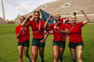 American female soccer team winning the championship