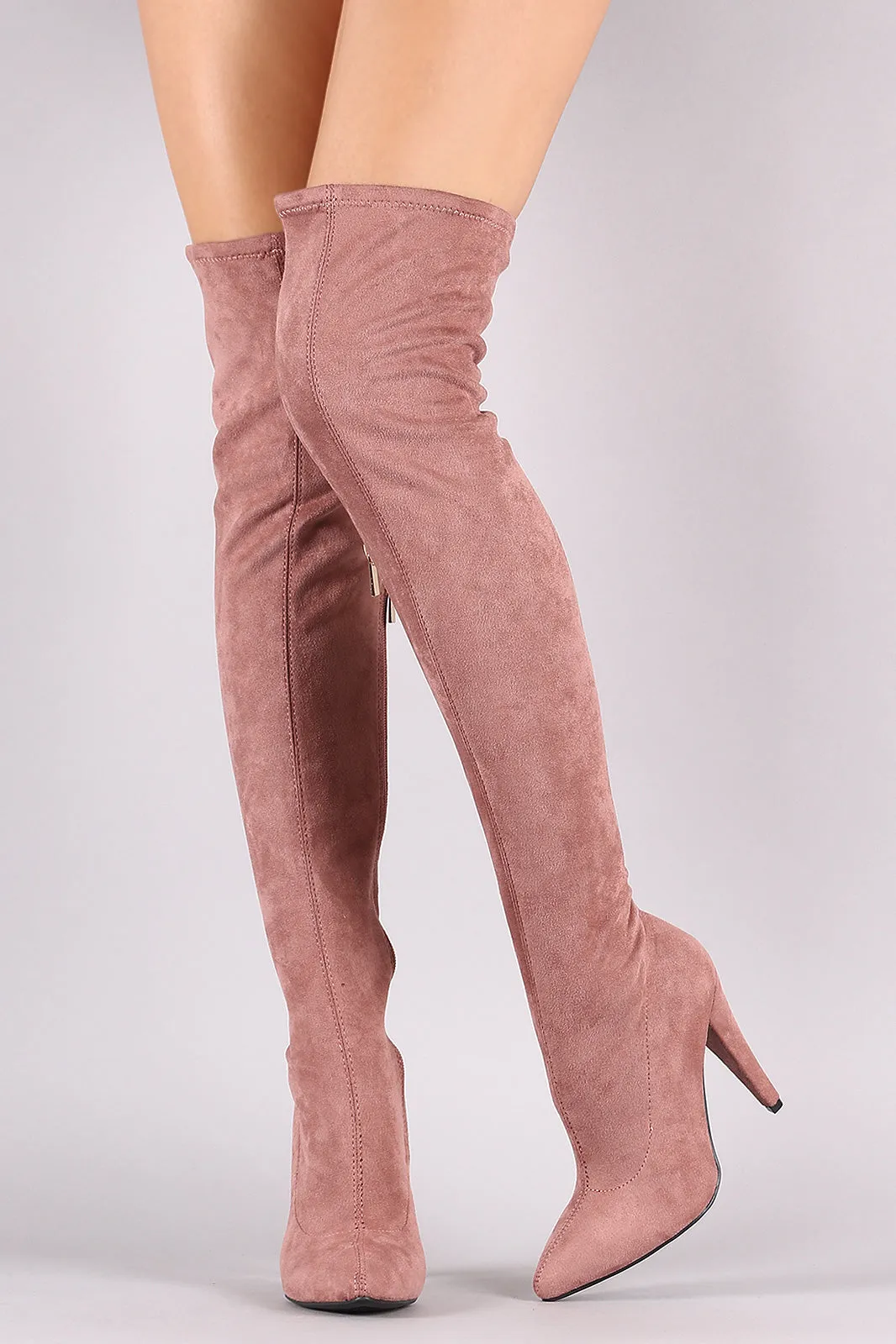 Anne Michelle Pointy Toe Heeled Over-The-Knee Boots