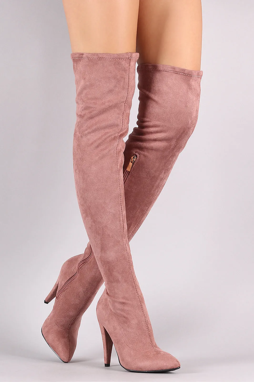 Anne Michelle Pointy Toe Heeled Over-The-Knee Boots