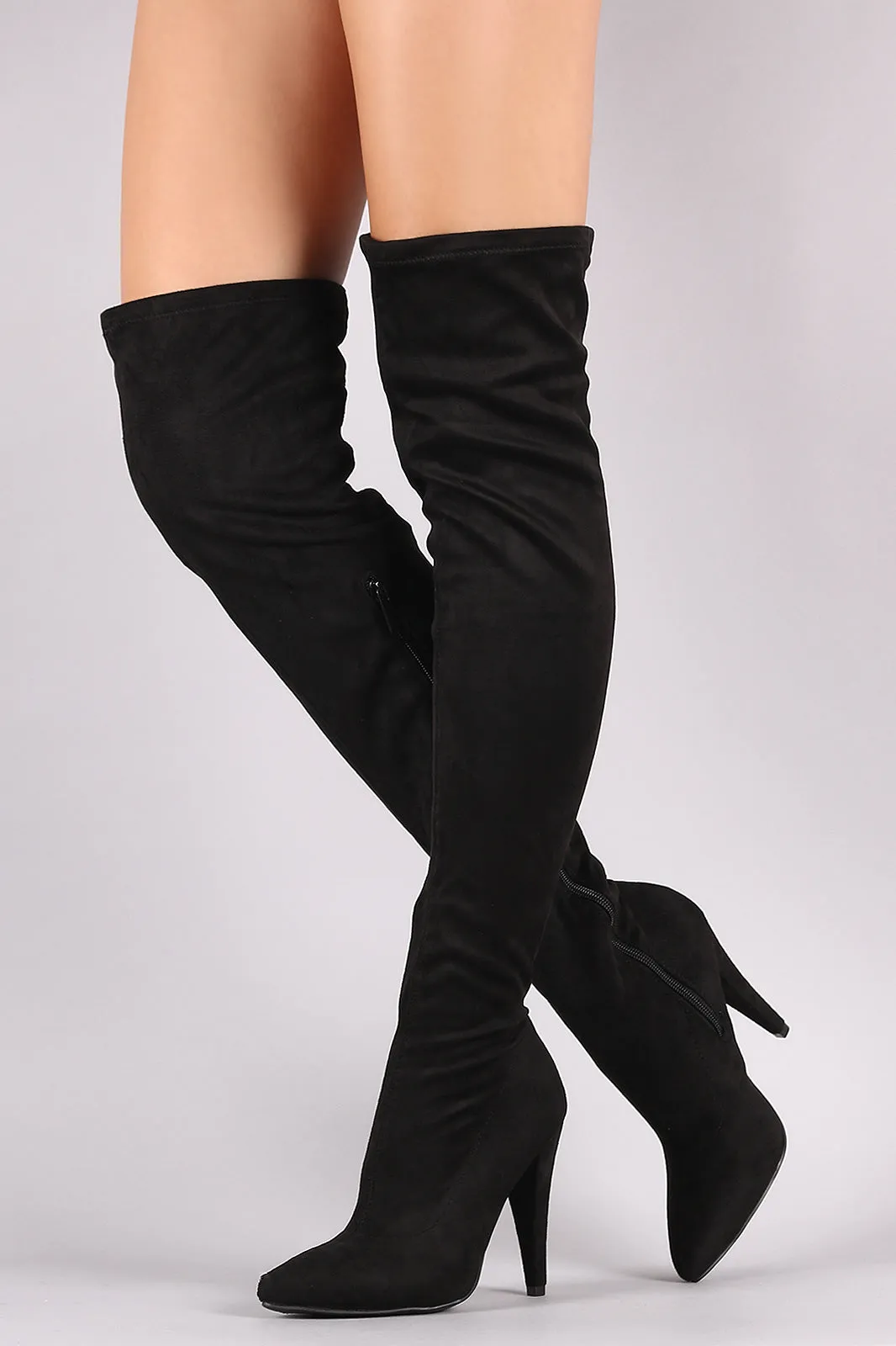 Anne Michelle Pointy Toe Heeled Over-The-Knee Boots