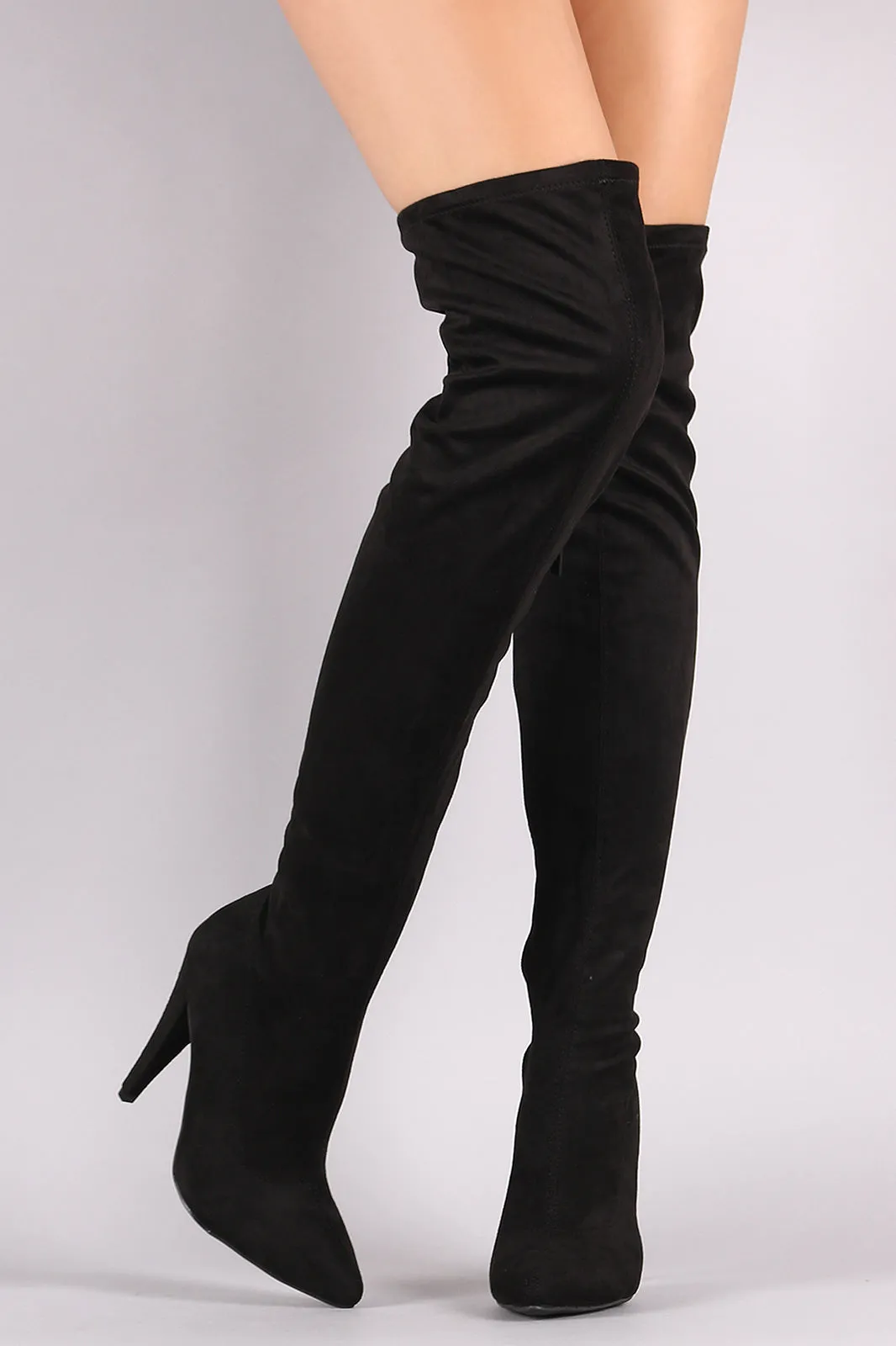 Anne Michelle Pointy Toe Heeled Over-The-Knee Boots