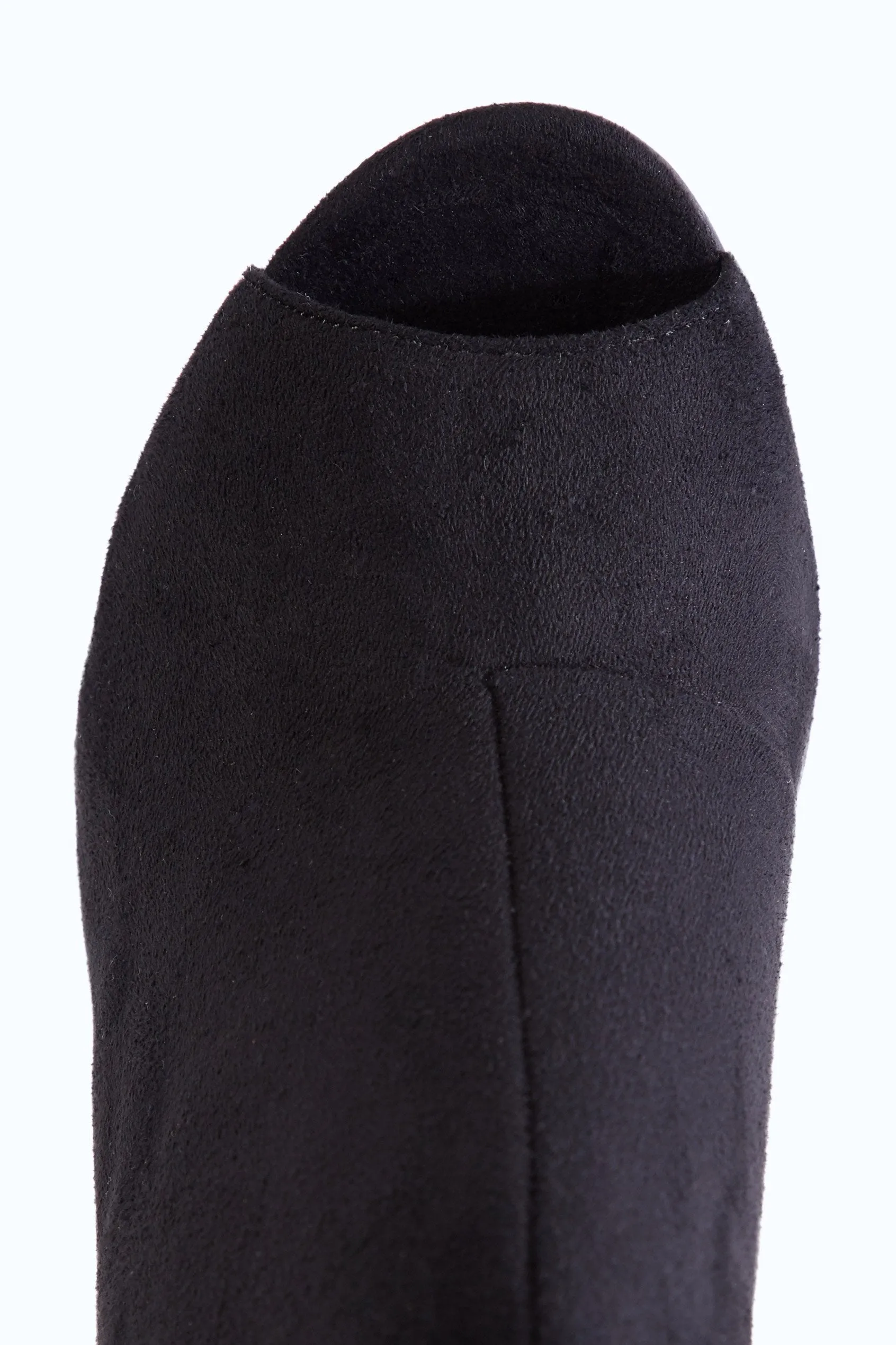 Black Buckle Open Toe Heeled Boots