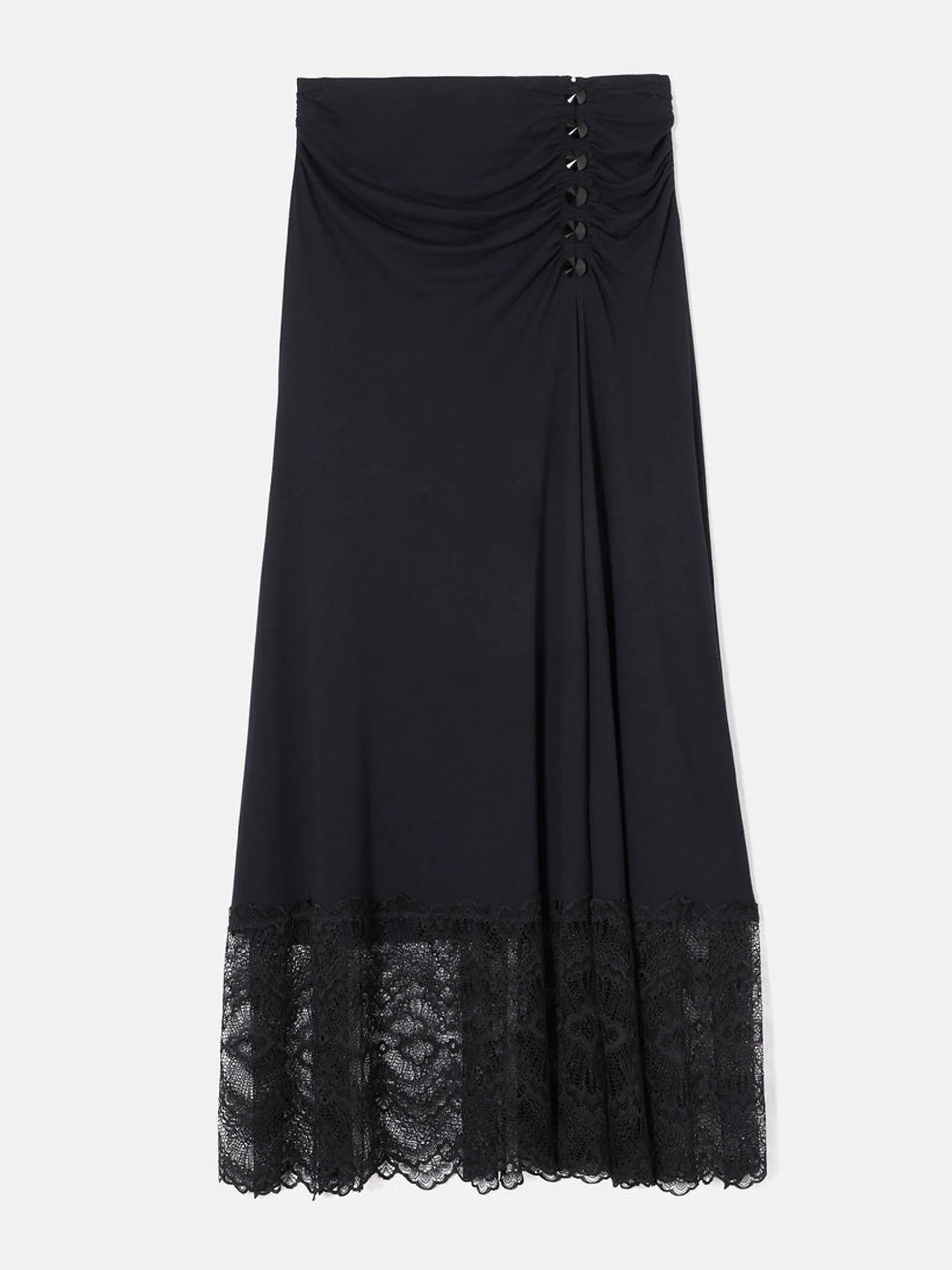Black lace trim jersey skirt