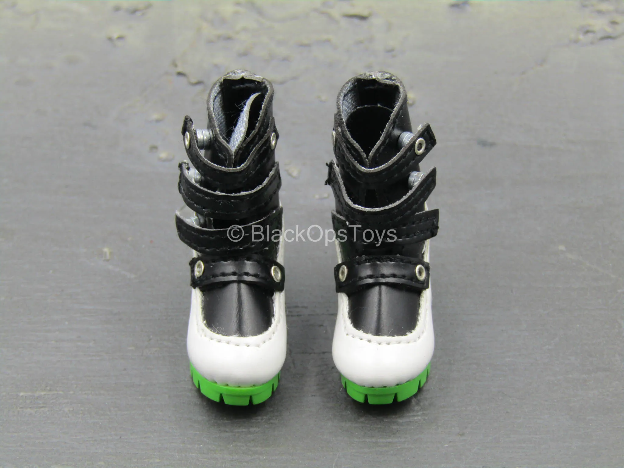 Black, White & Green Female High Heeled Boots (Peg Type)