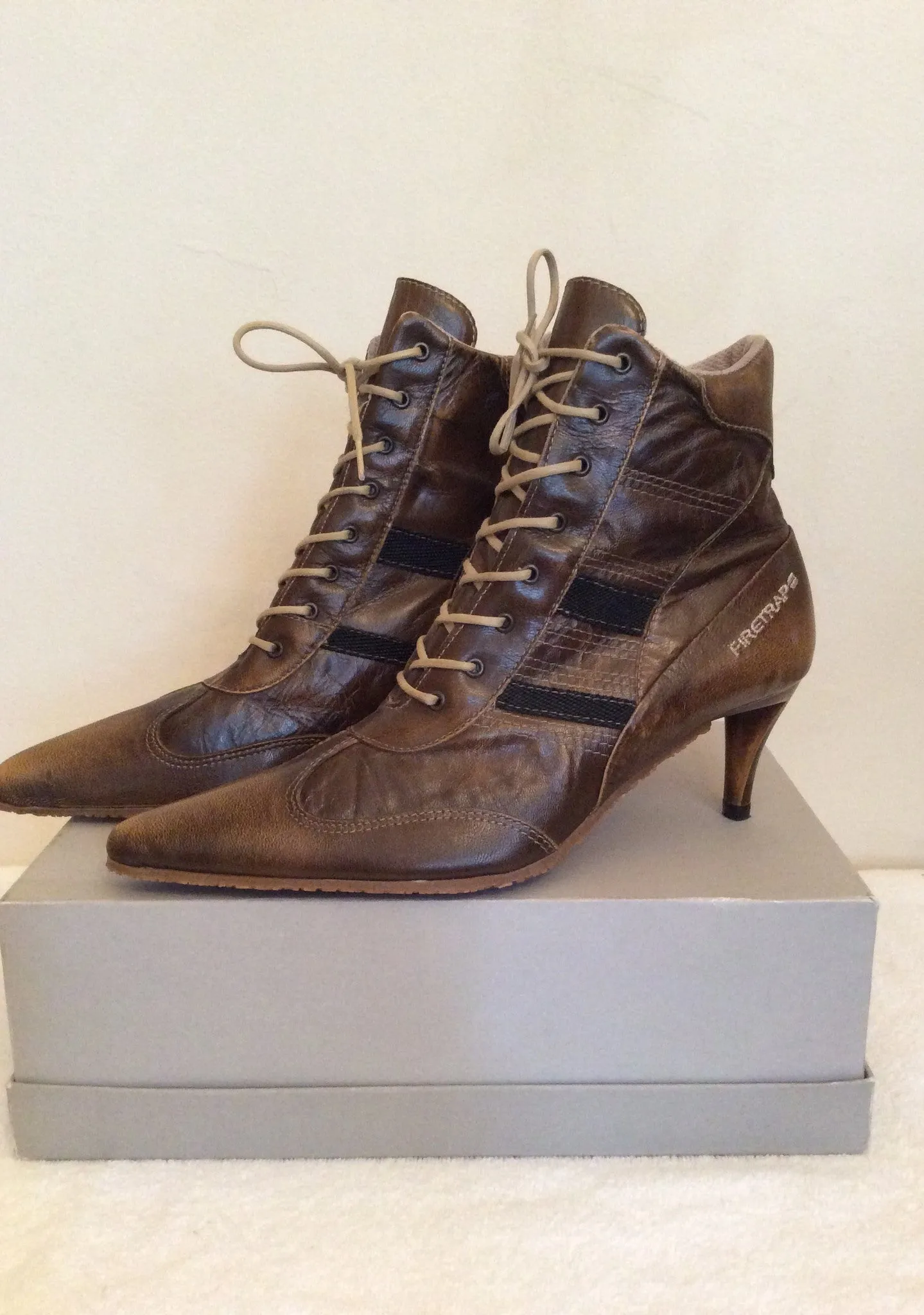 Brand New Firetrap Brown Lace Up Ankle Boots Size 3/36
