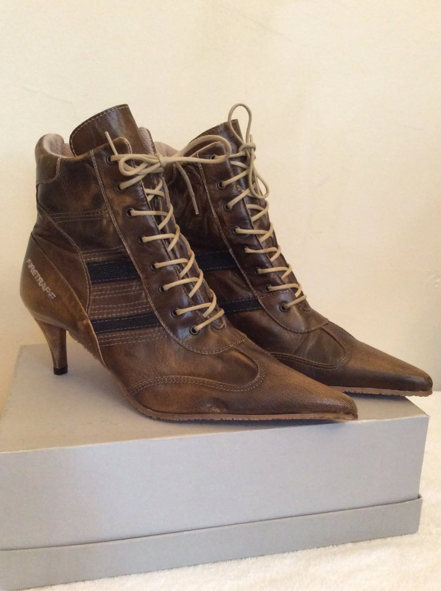 Brand New Firetrap Brown Lace Up Ankle Boots Size 3/36