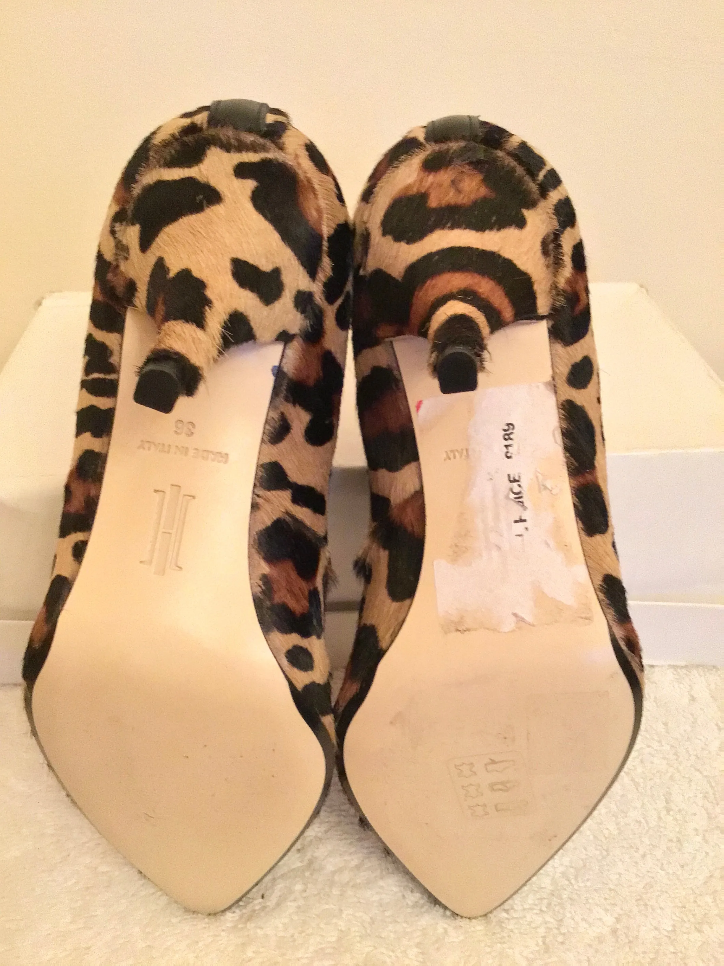 BRAND NEW HOBBS BLACK & BROWN LEOPARD PRINT PONYSKIN HEELED SHOE/ BOOTS SIZE 3.5/36