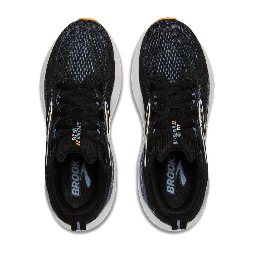 Brooks Men's Glycerin GTS 22 2E Width Black/Country Blue/Orange Pop