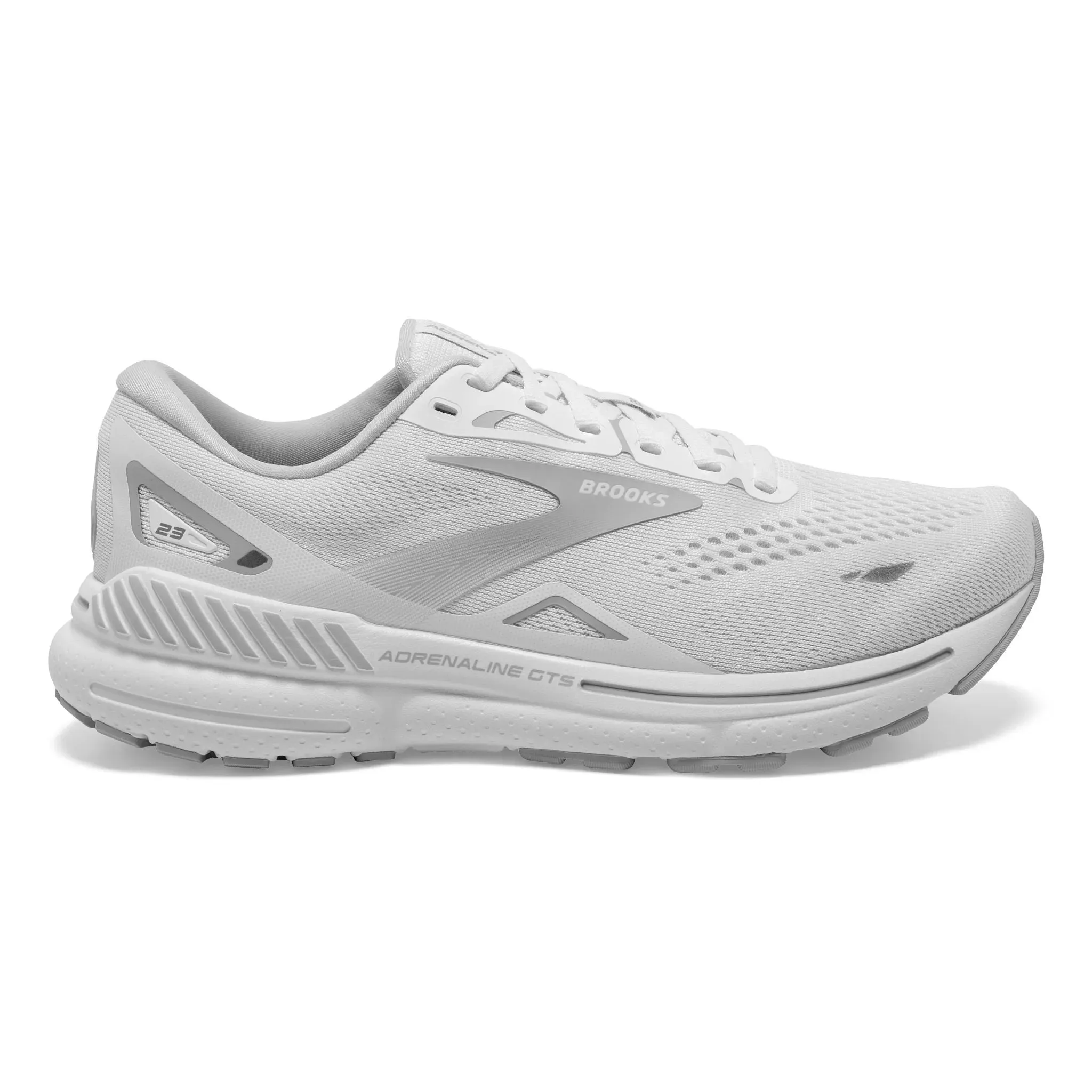 Brooks Women's 120381 104 Adrenaline GTS 23 White Oyster Silver Cushion Support Running Shoes