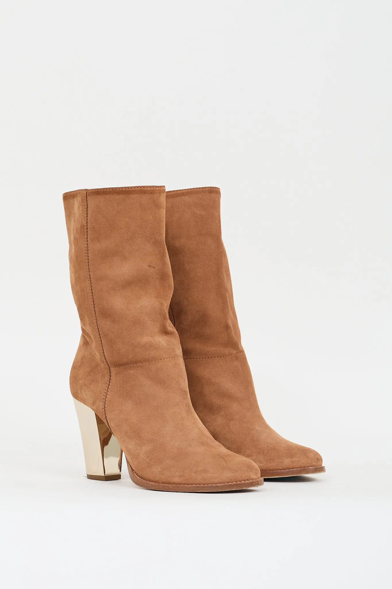Brown Suede Heeled Boot