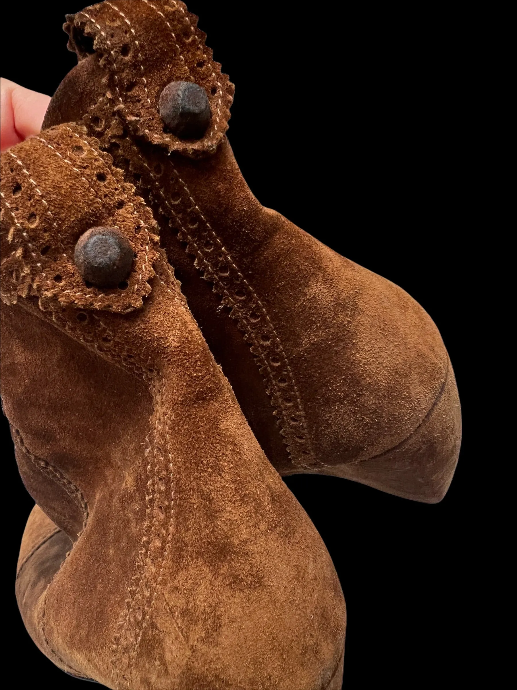 Brown Wedge Heeled Boots - 10