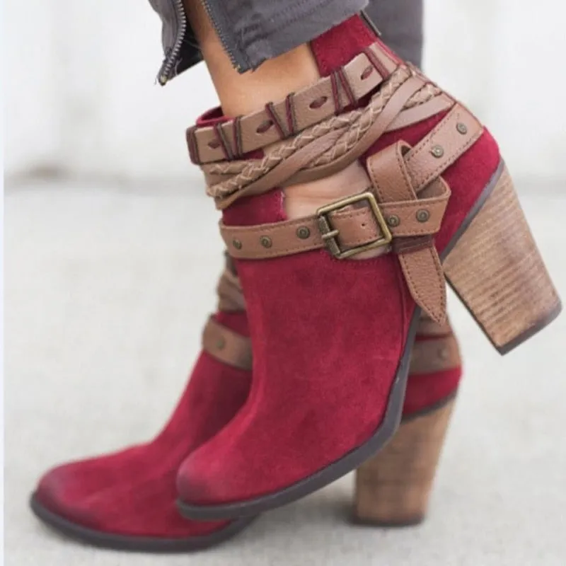 Buckled and Braided Ankle Boots