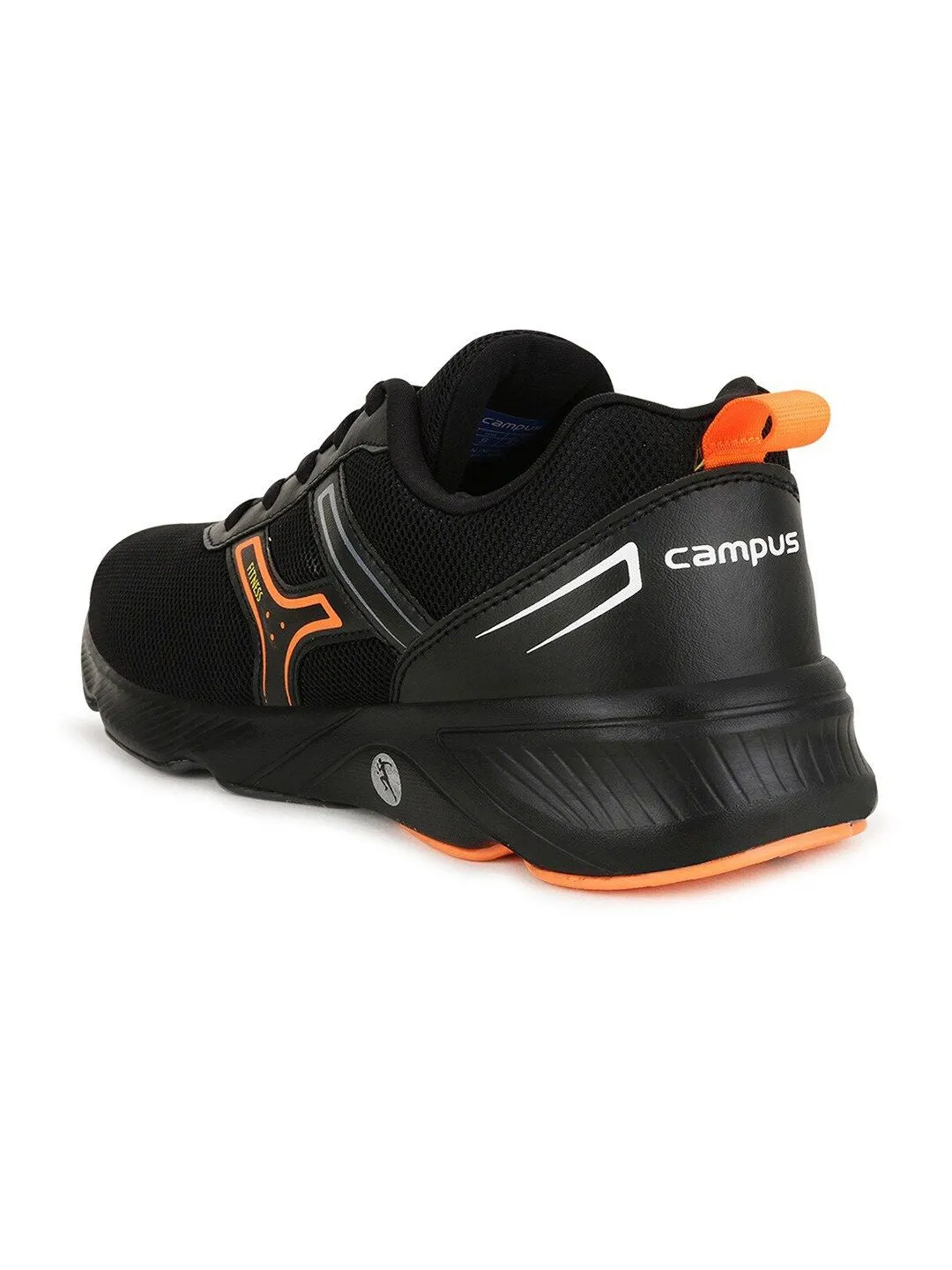 Campus Men Black & Orange Hurricane Running Shoes