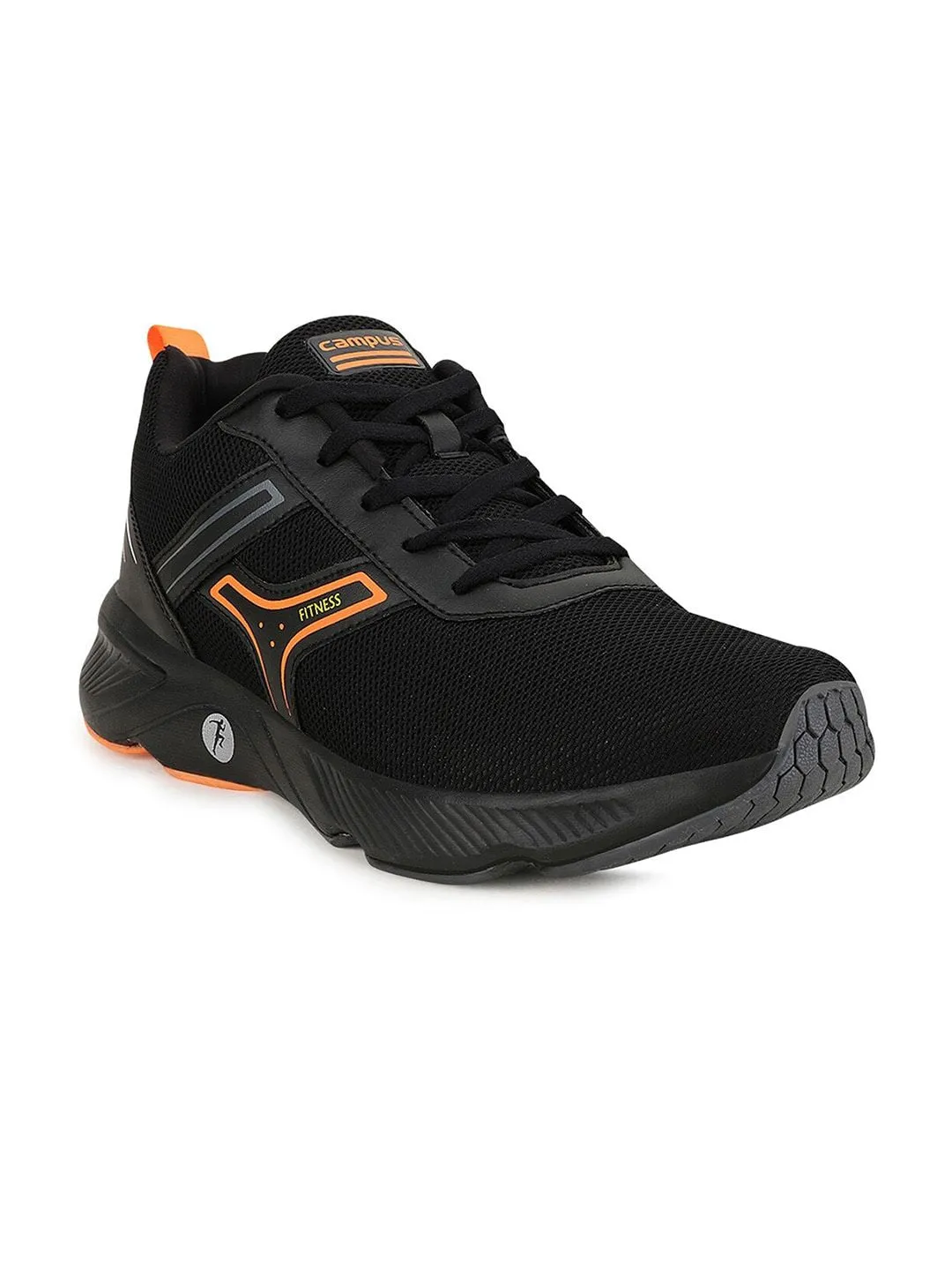 Campus Men Black & Orange Hurricane Running Shoes