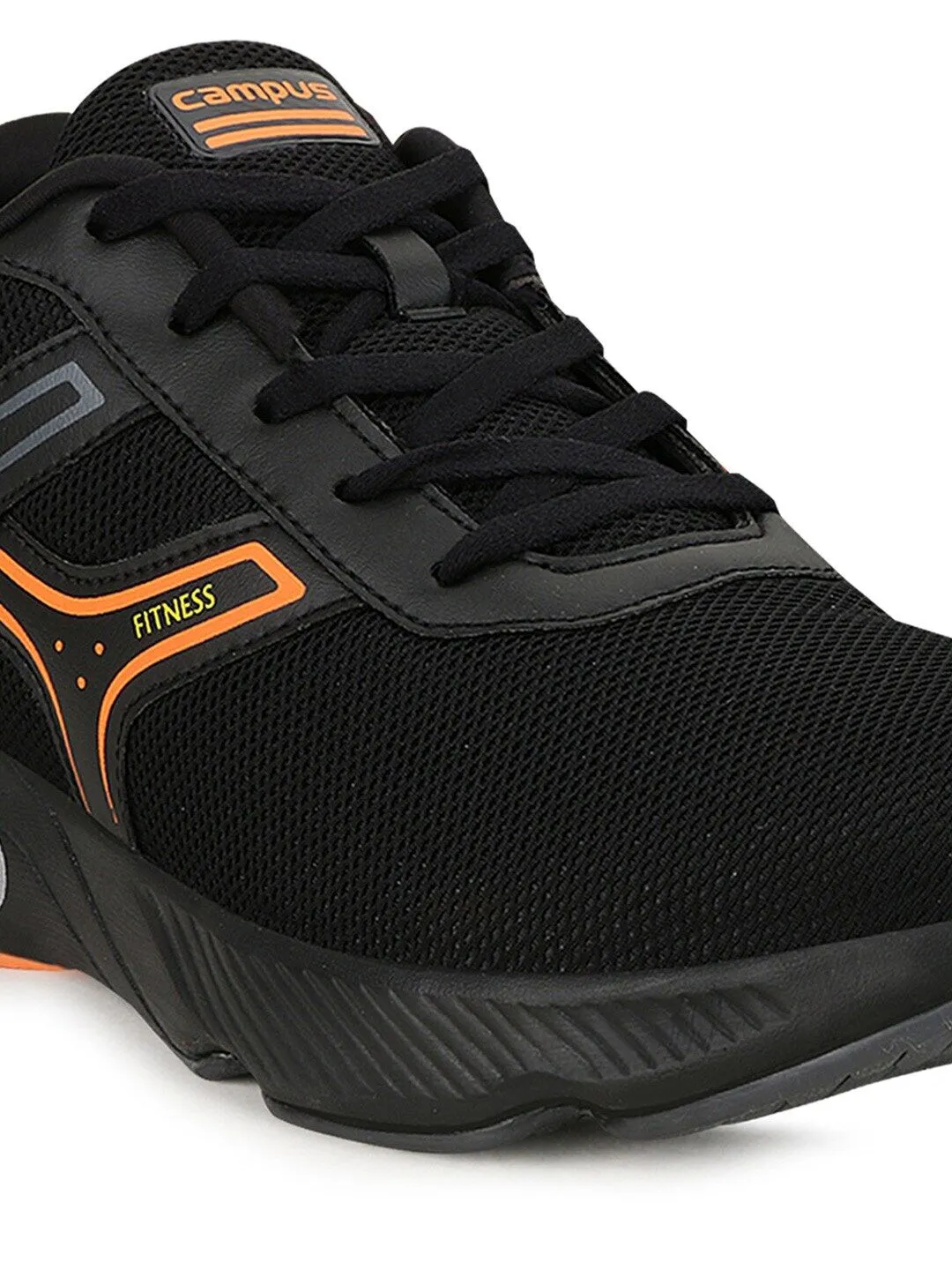 Campus Men Black & Orange Hurricane Running Shoes