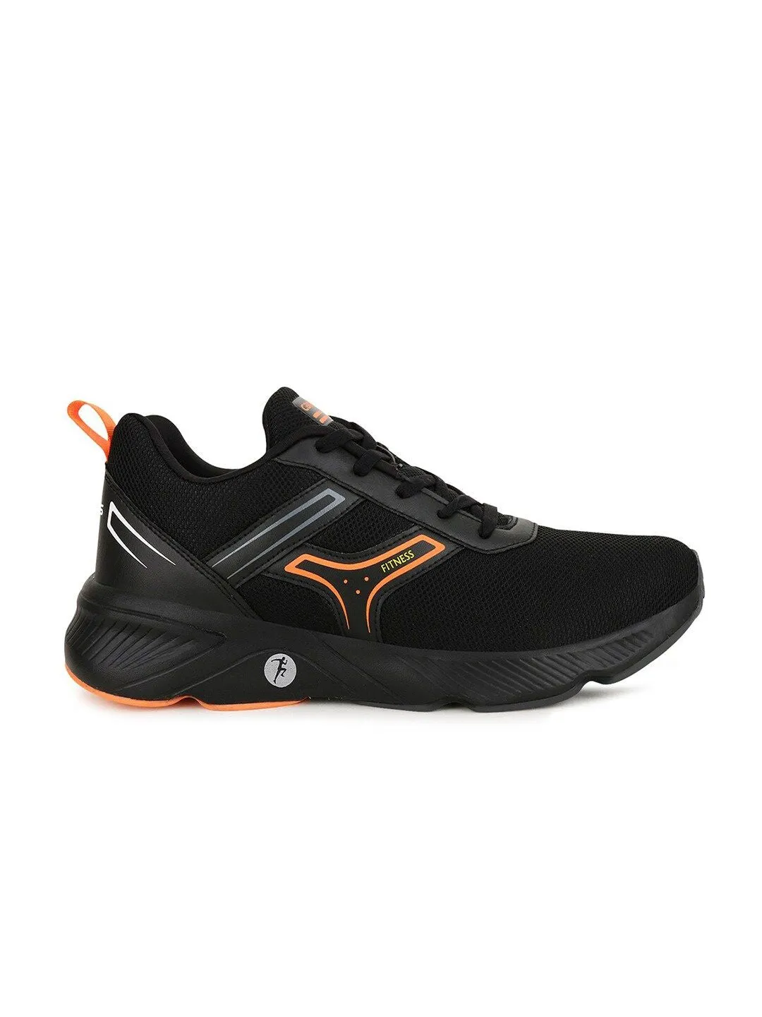 Campus Men Black & Orange Hurricane Running Shoes