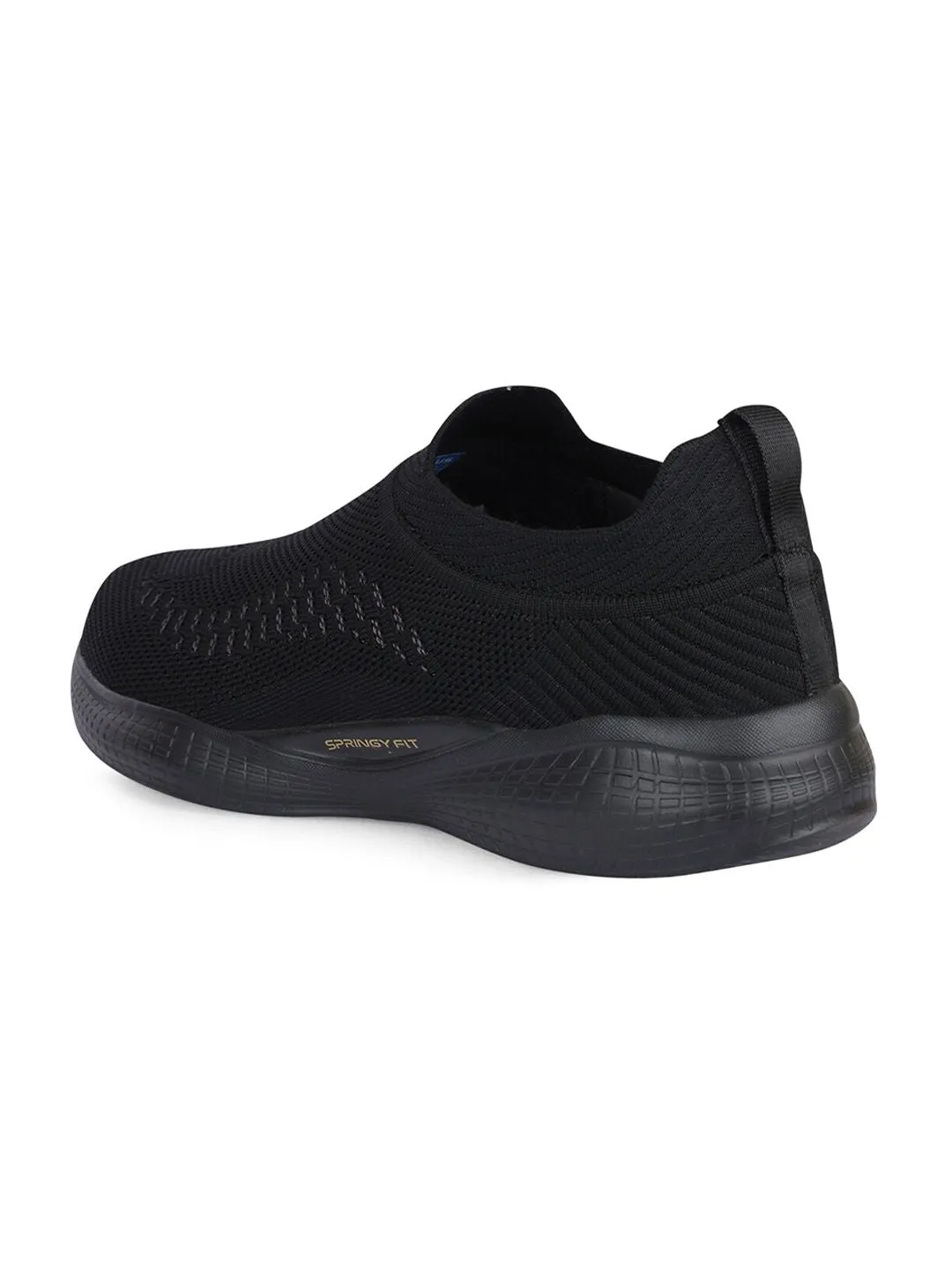 Campus Men Black Mesh Walking Shoes