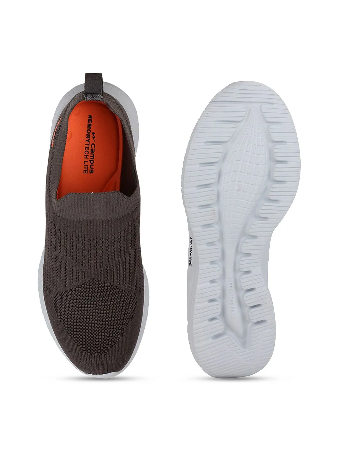 Campus Men Grey & White Mesh Running Shoes