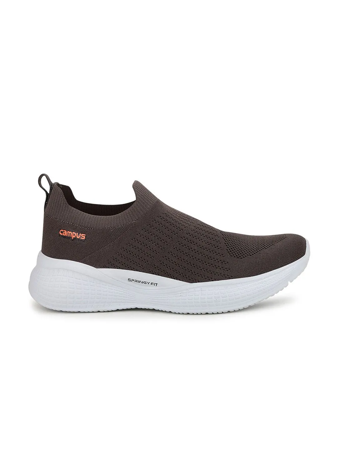 Campus Men Grey & White Mesh Running Shoes
