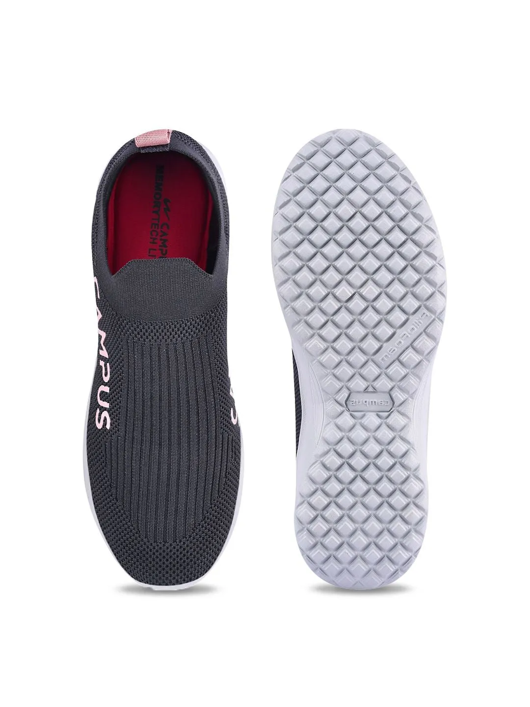 Campus Women Grey Mesh Walking Shoes
