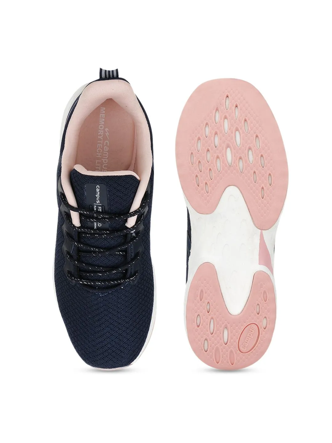 Campus Women Navy Blue & Pink Mesh Running Shoes