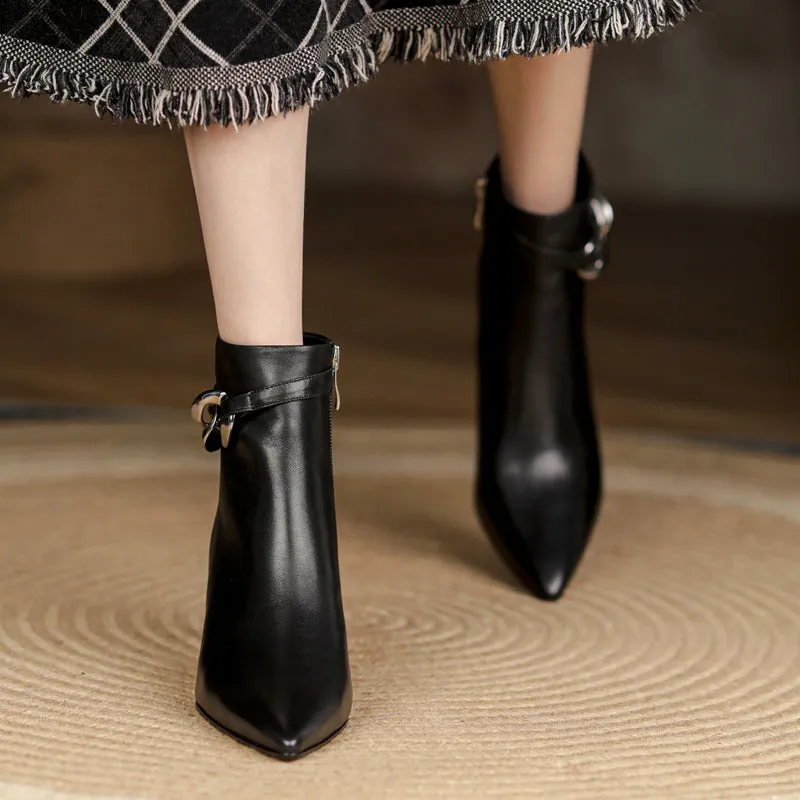 Cheyenne Heeled Ankle Boots with Chain