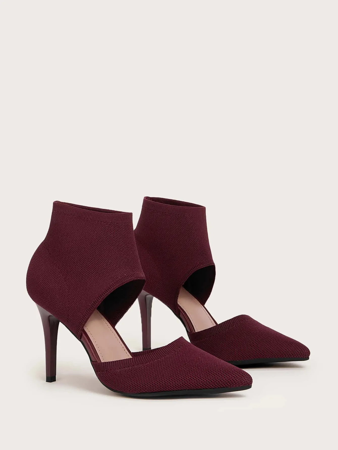 Cuccoo Minimalist Stiletto Heeled Cut-out Knit Boots