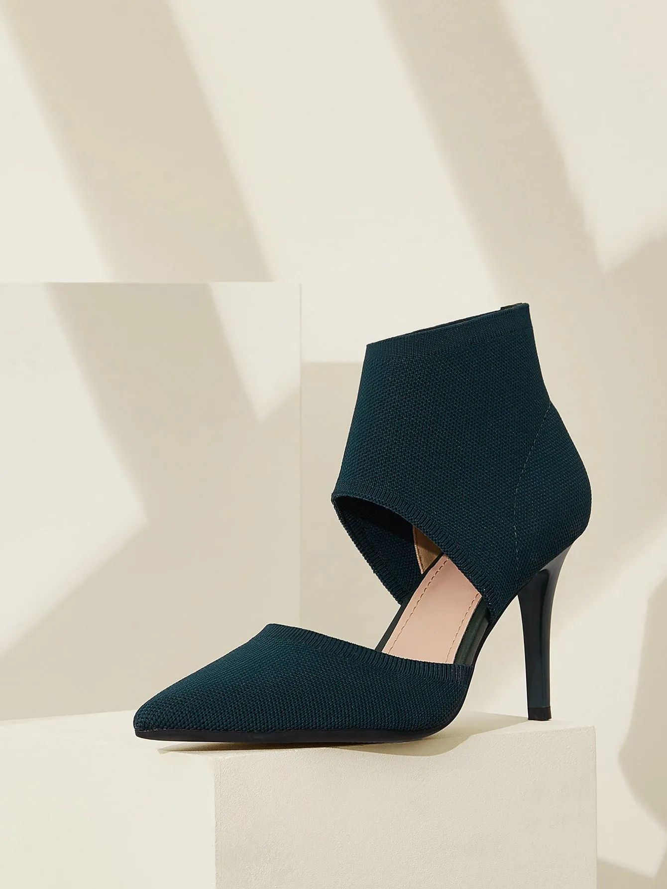 Cuccoo Minimalist Stiletto Heeled Cut-out Knit Boots