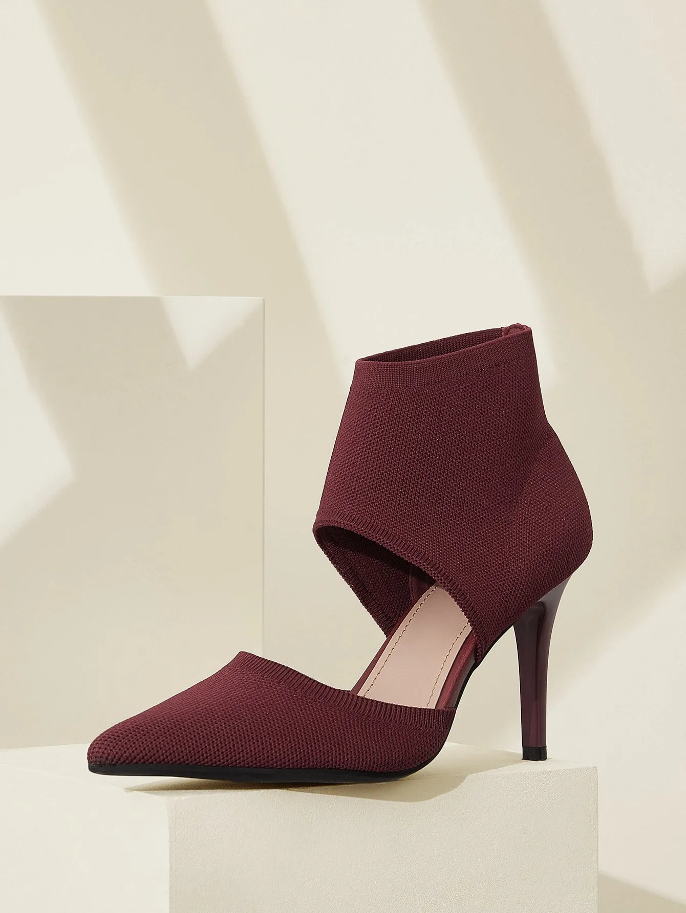 Cuccoo Minimalist Stiletto Heeled Cut-out Knit Boots