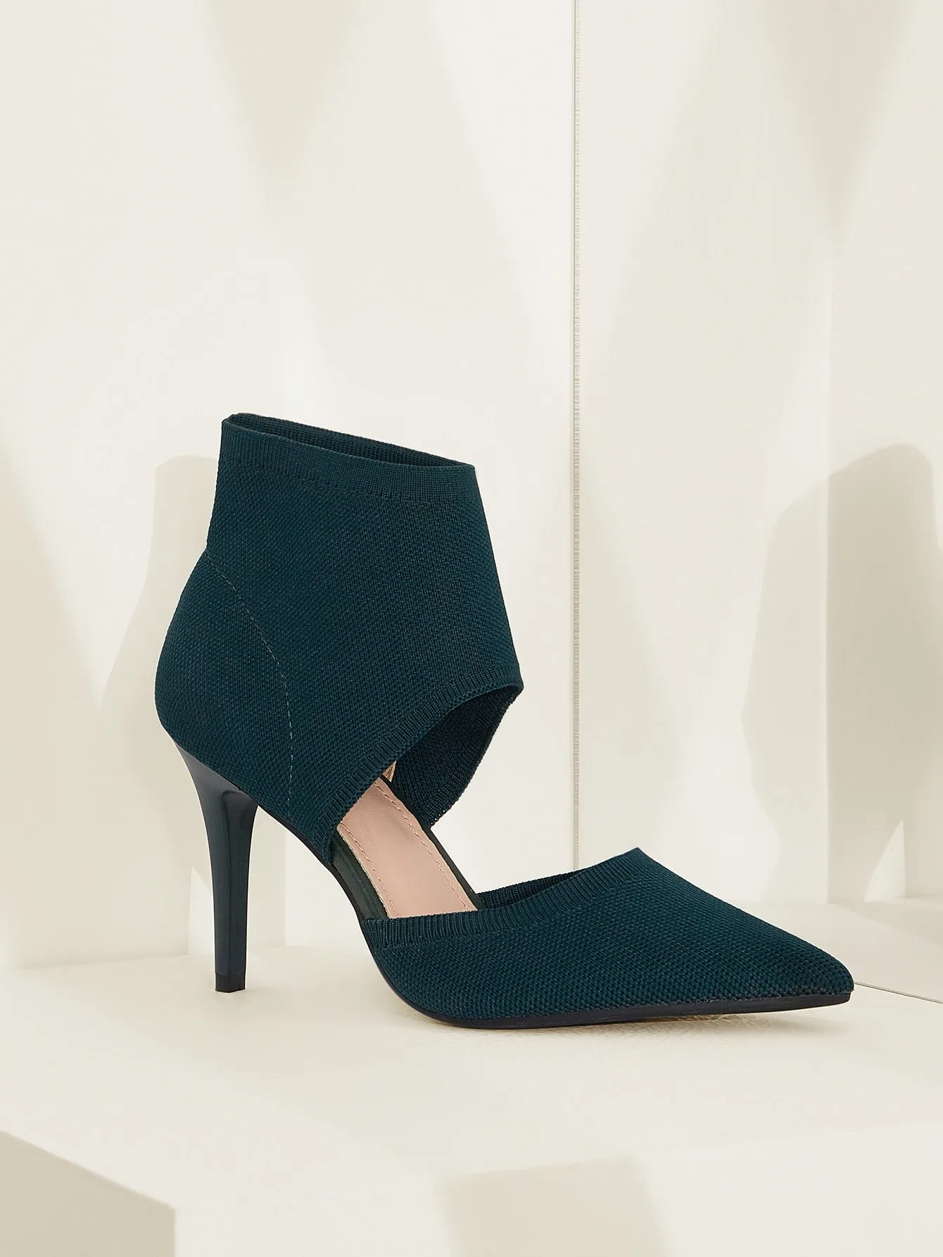 Cuccoo Minimalist Stiletto Heeled Cut-out Knit Boots