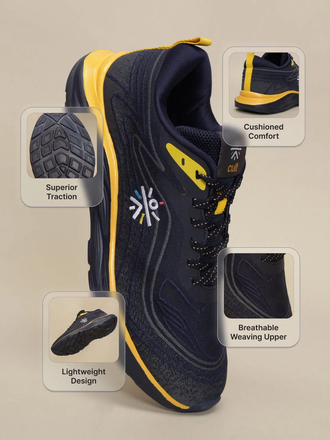 Cult Men's DynamicWave Running Shoes - Navy