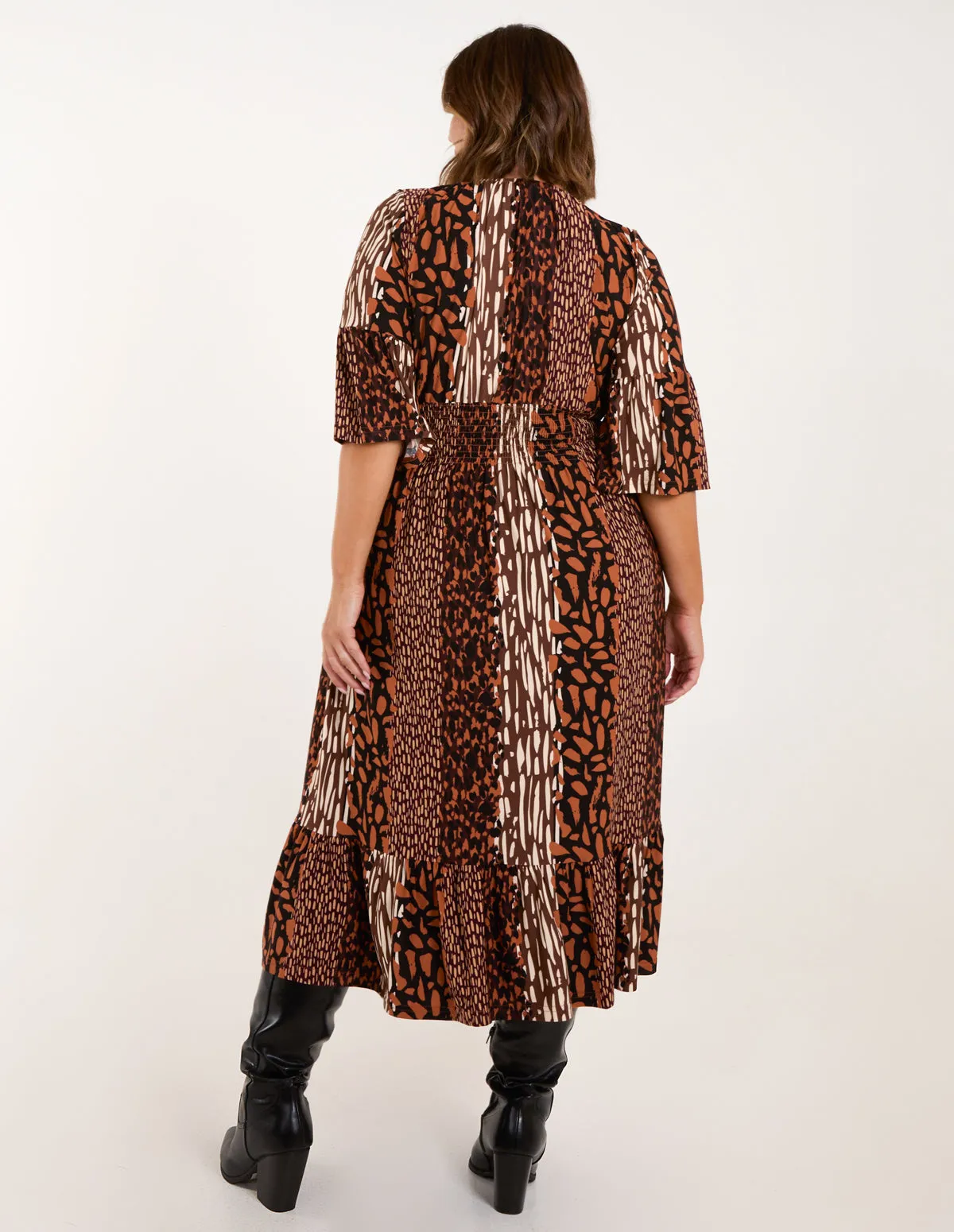 Curve Patchwork Animal Midi Dress