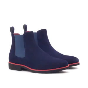 DapperFam Monza in Navy Men's Italian Suede Chelsea Boot