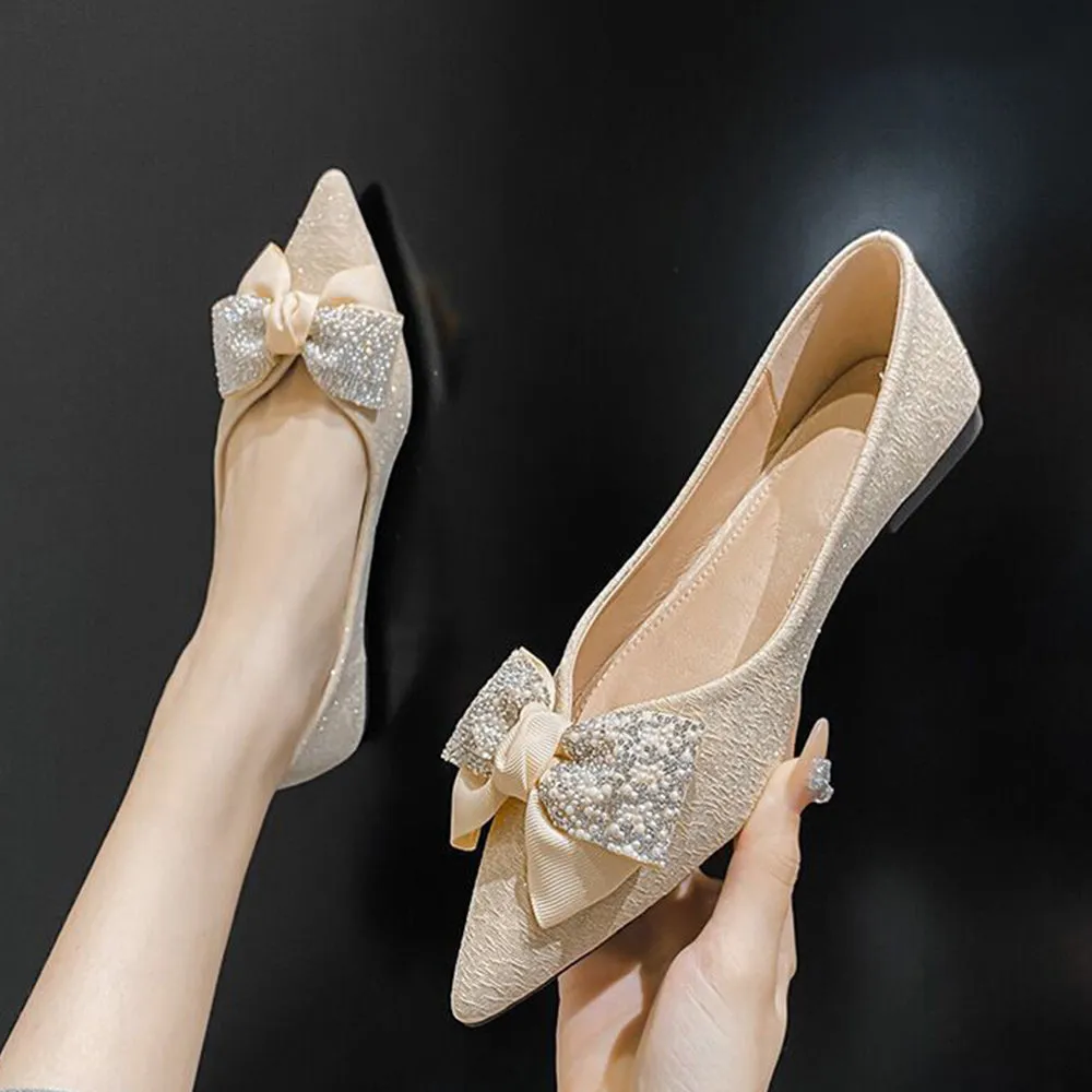 Designer Crystal Big Bow Flats