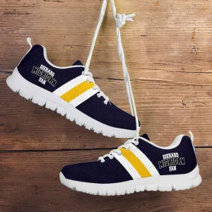 Diehard Michigan Fan Running Shoes Blue and Gold