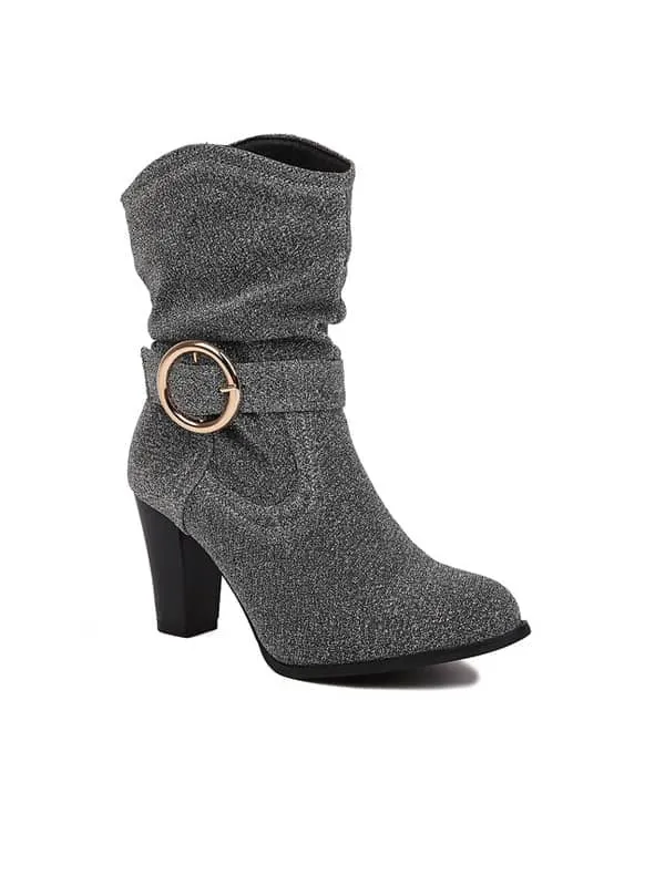 Fashion Round Toe Block Heel &Boots
