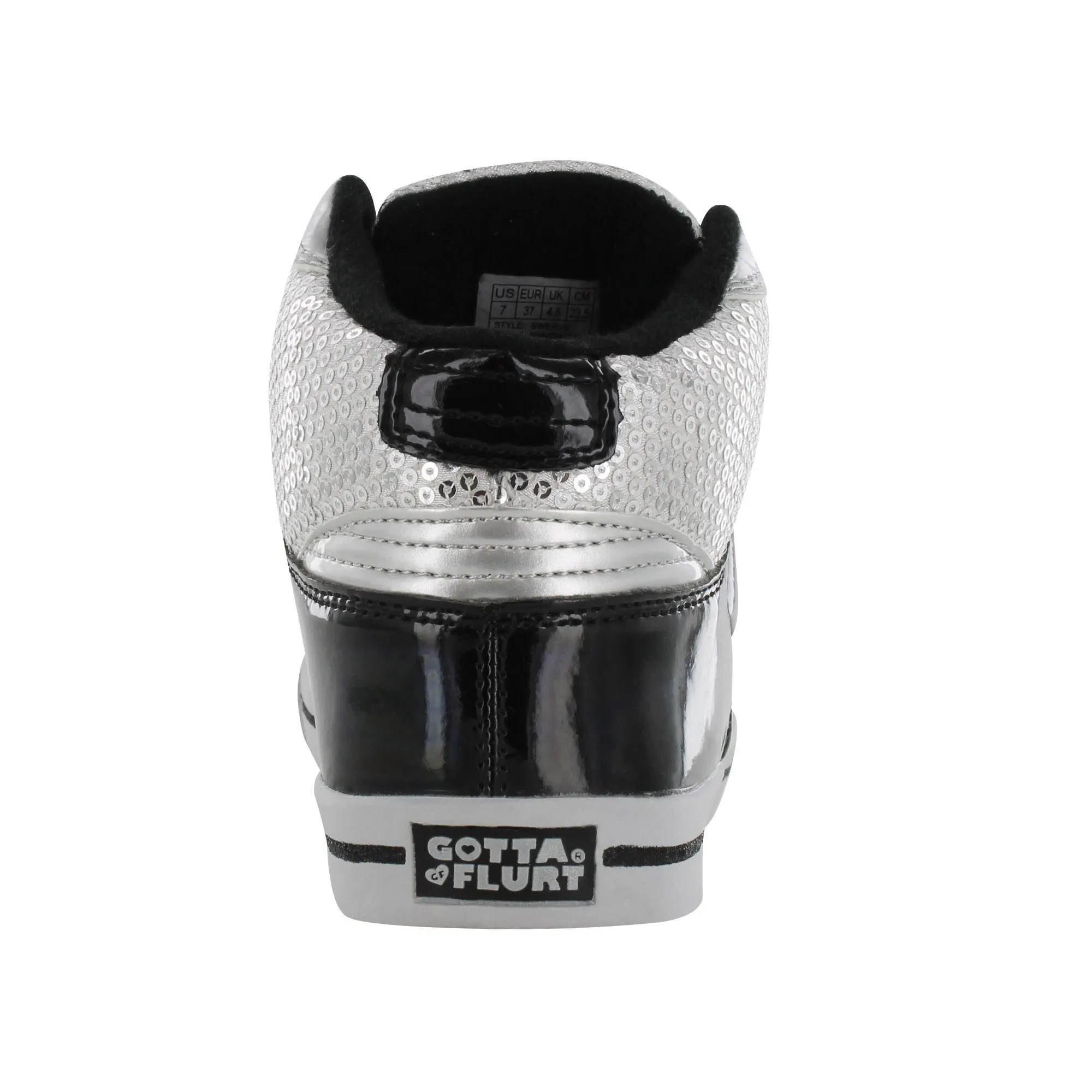 Gotta Flurt Women's Swerve Silver Sequin Hip Hop Fashion Sneaker