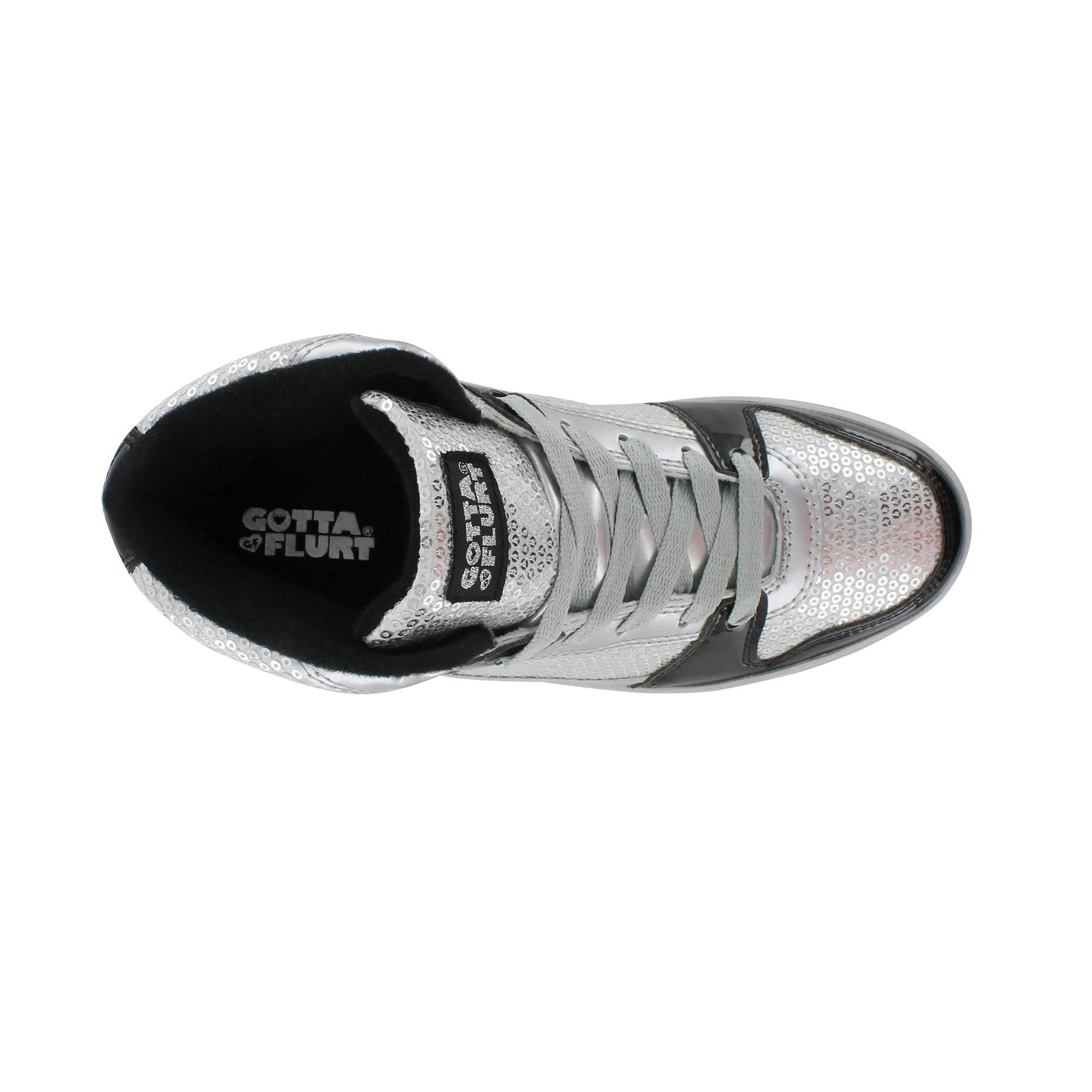 Gotta Flurt Women's Swerve Silver Sequin Hip Hop Fashion Sneaker