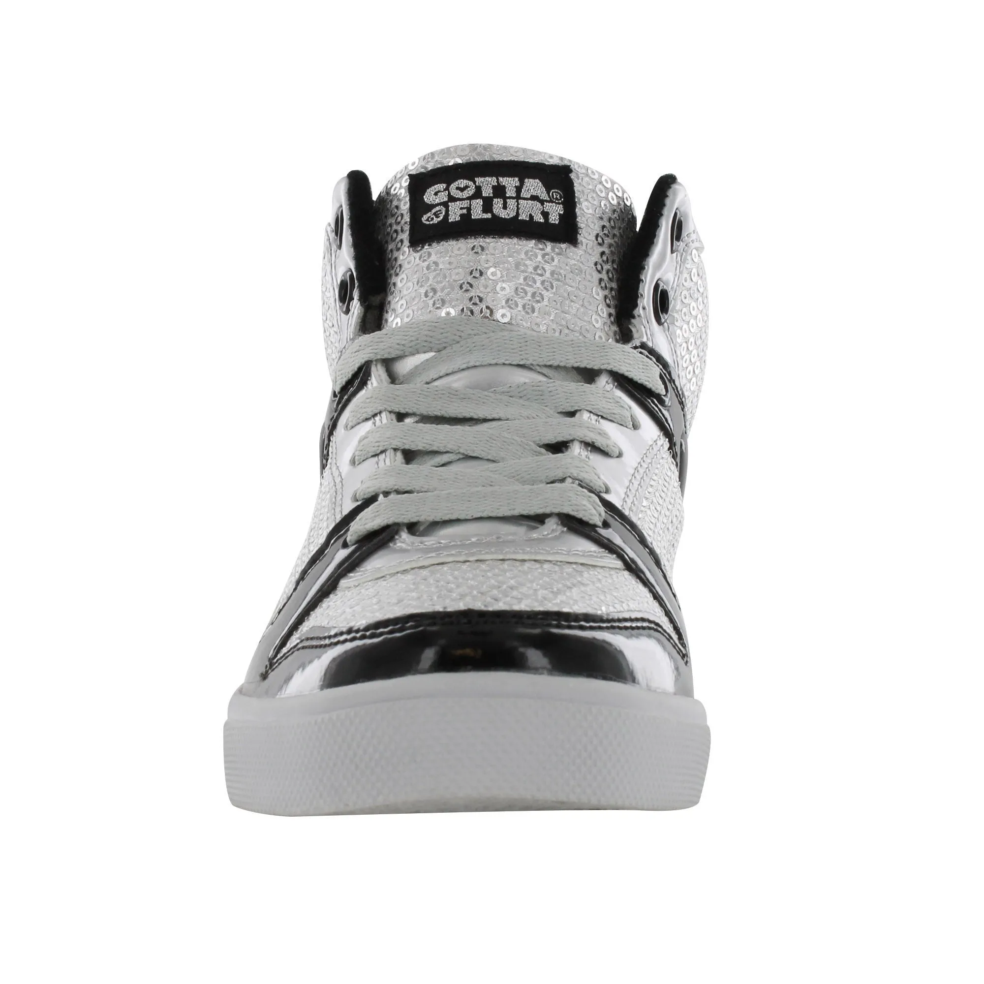 Gotta Flurt Women's Swerve Silver Sequin Hip Hop Fashion Sneaker