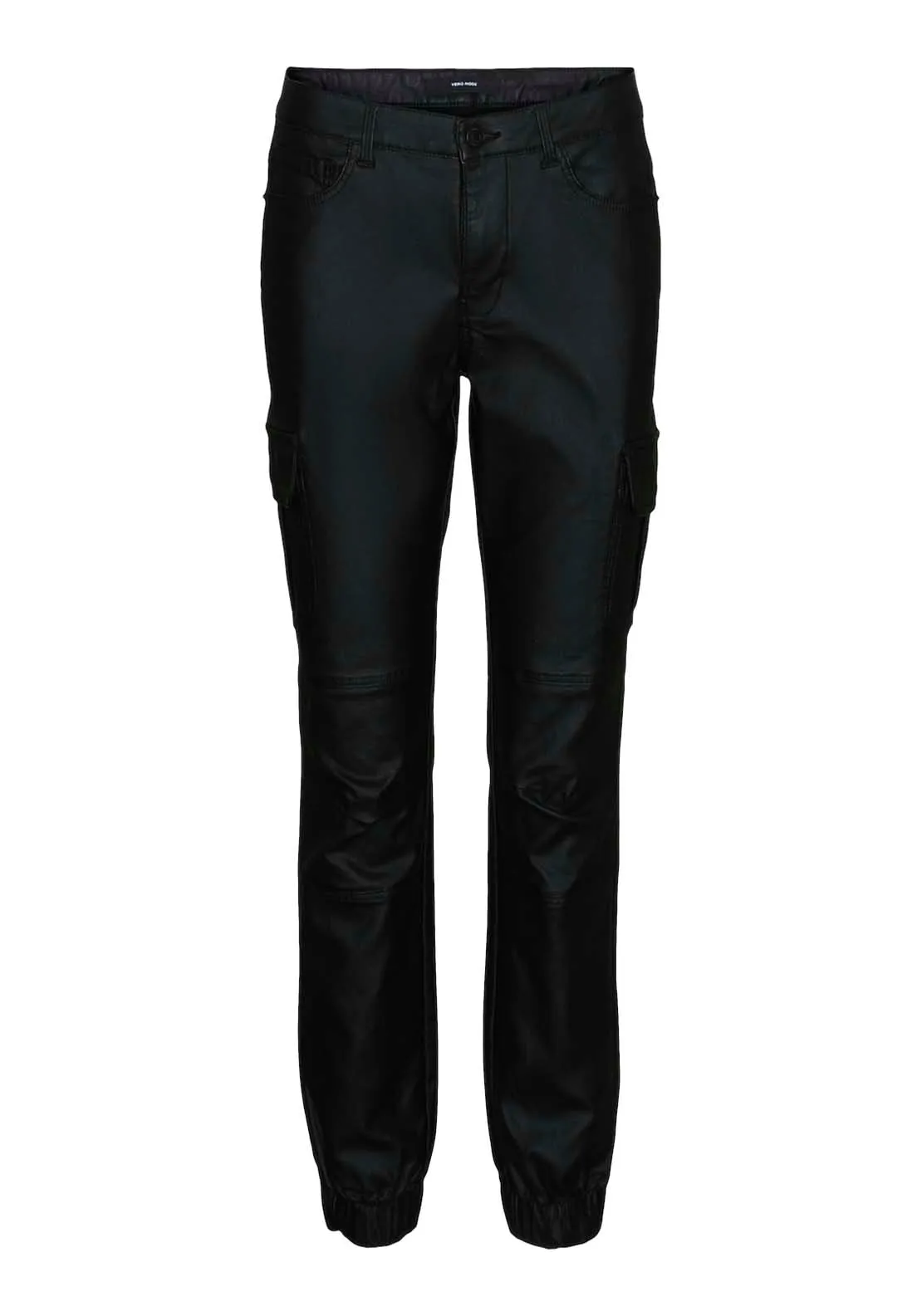 ivy Mid rise Angle Cargo Pants - Black Coated