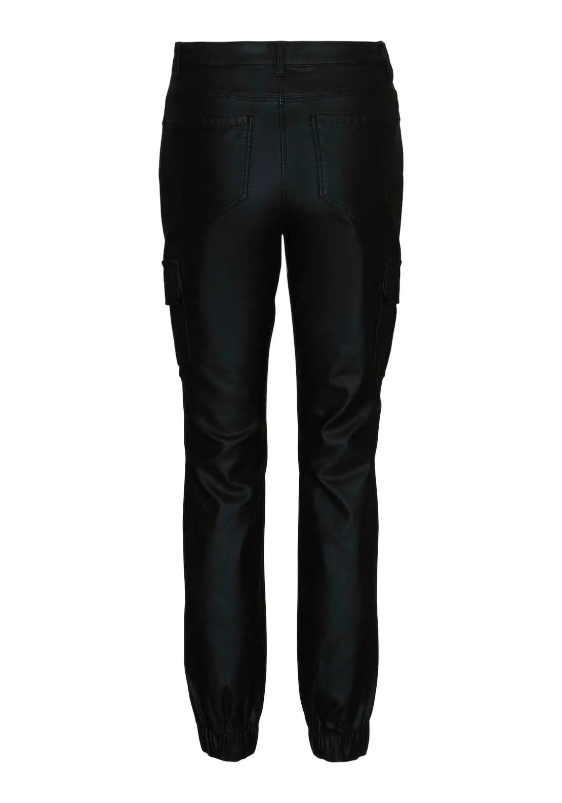 ivy Mid rise Angle Cargo Pants - Black Coated