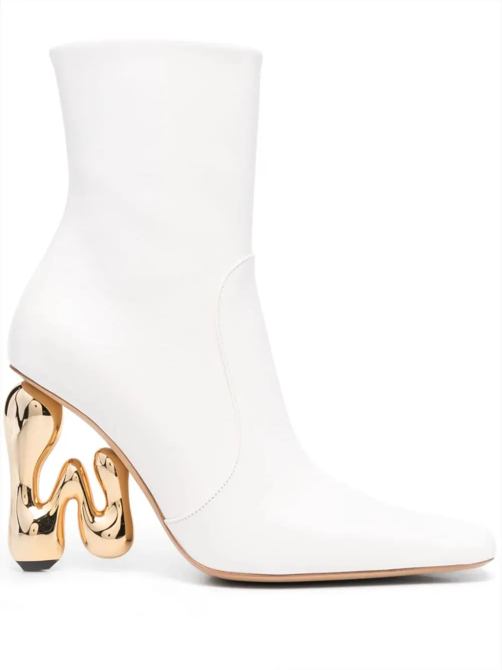Jw Anderson Women Leather Heeled Ankle Boots Off White Heel Gold
