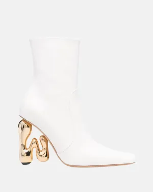 Jw Anderson Women Leather Heeled Ankle Boots Off White Heel Gold