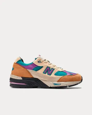 Made In UK 991 Beige / Teal / Purple Low Top Sneakers