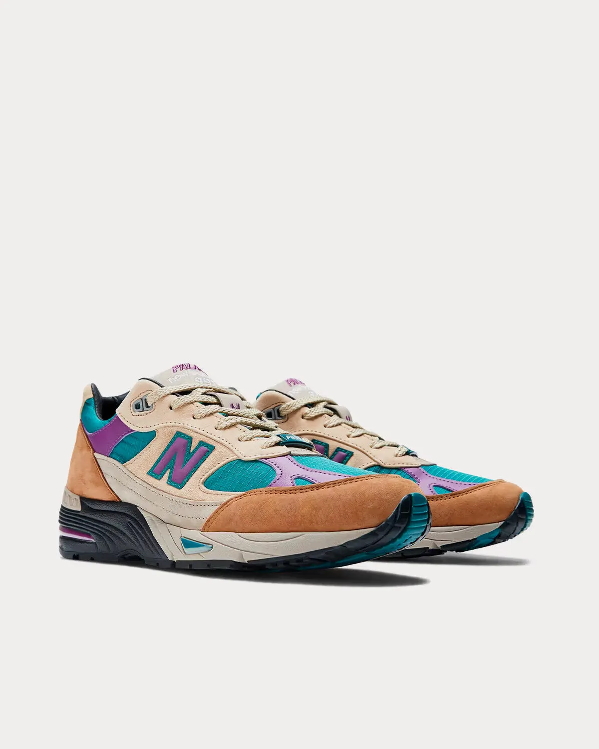 Made In UK 991 Beige / Teal / Purple Low Top Sneakers